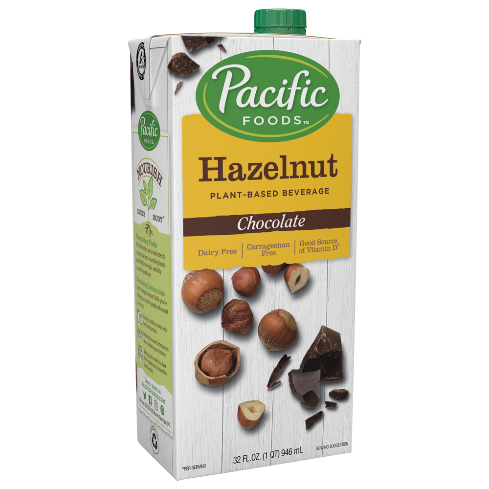 Hazelnut Plant Based Beverage Chocolate 32oz Pacific Foods