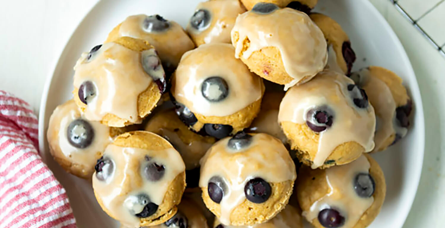 Dairy-Free Blueberry Mini Muffins with Maple Glaze - Pacific Foods